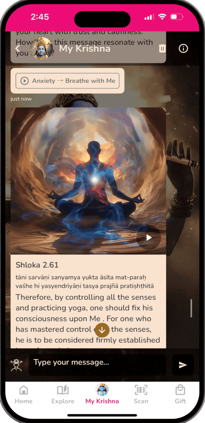 Get personalised audio and video recommendations on 'My Krishna Chat'